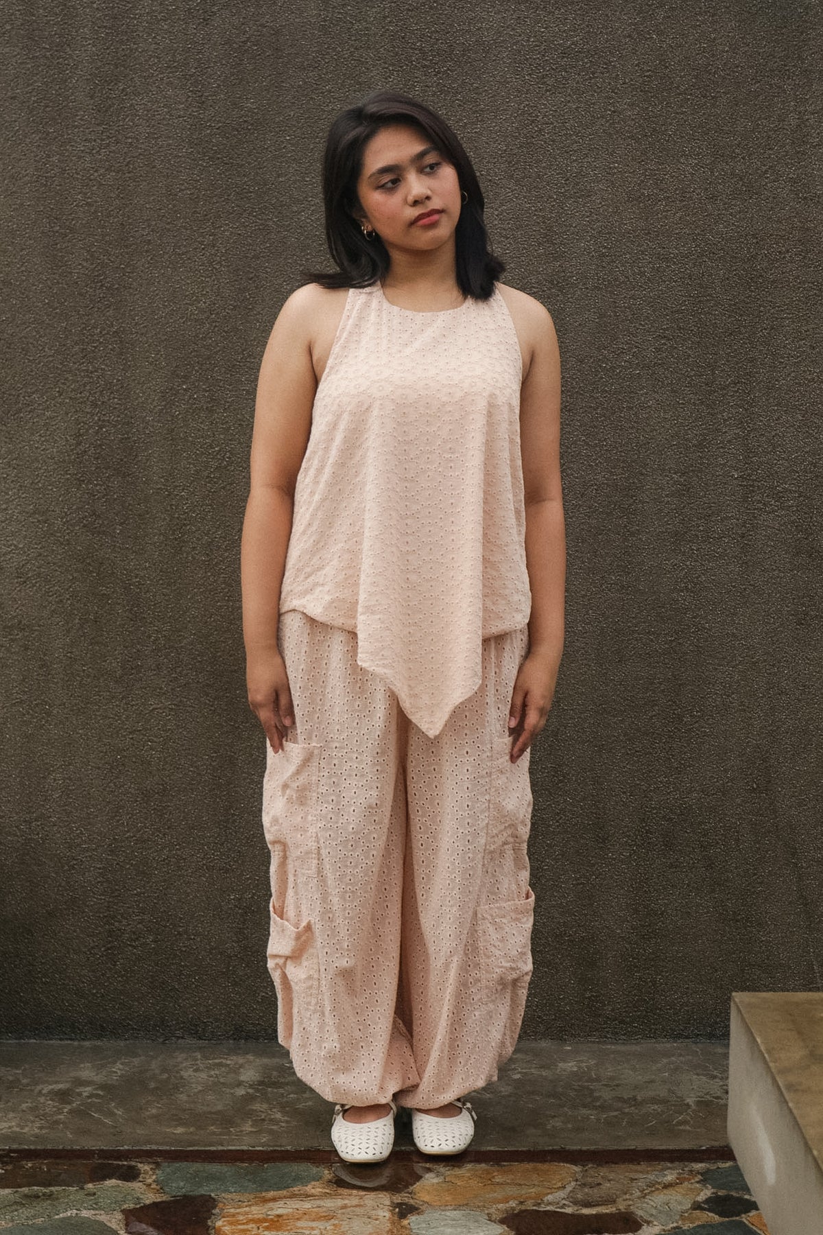 The Wide Leg Utility Pant // Limited Blush Eyelet