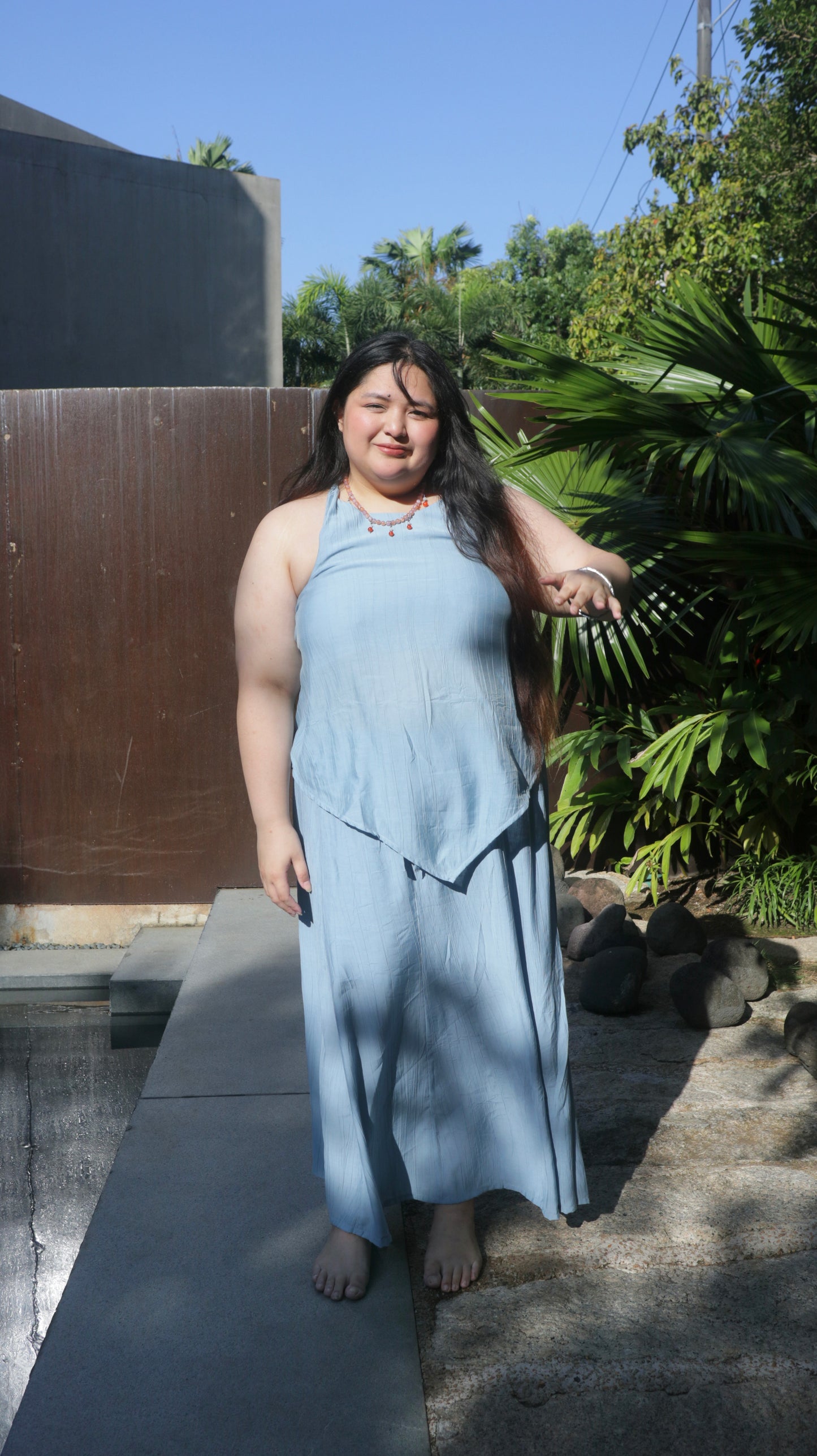 The All-Around Maxi Skirt // Textured Blue