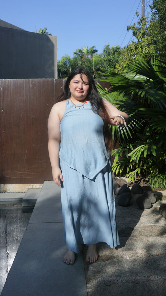 The All-Around Maxi Skirt // Textured Blue
