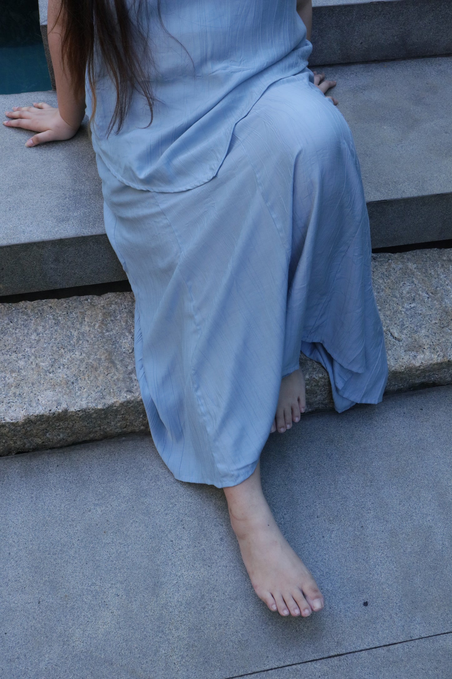 The All-Around Maxi Skirt // Textured Blue