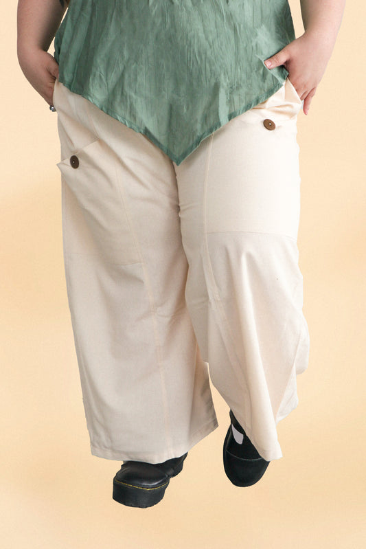 The Linen Barrel Pant 2.0 // Cream