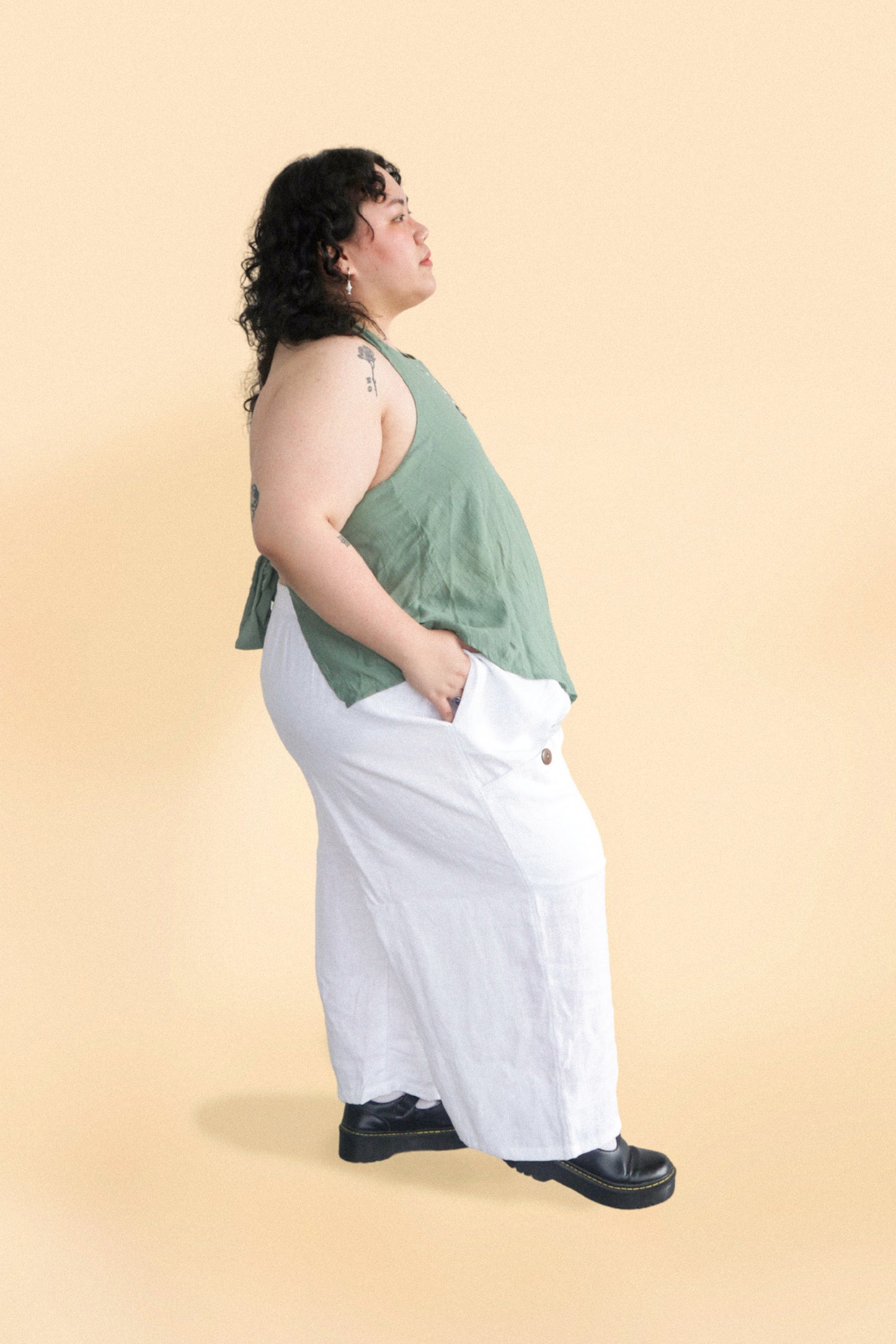 The Linen Barrel Pant 2.0 // White (Solid Linen)