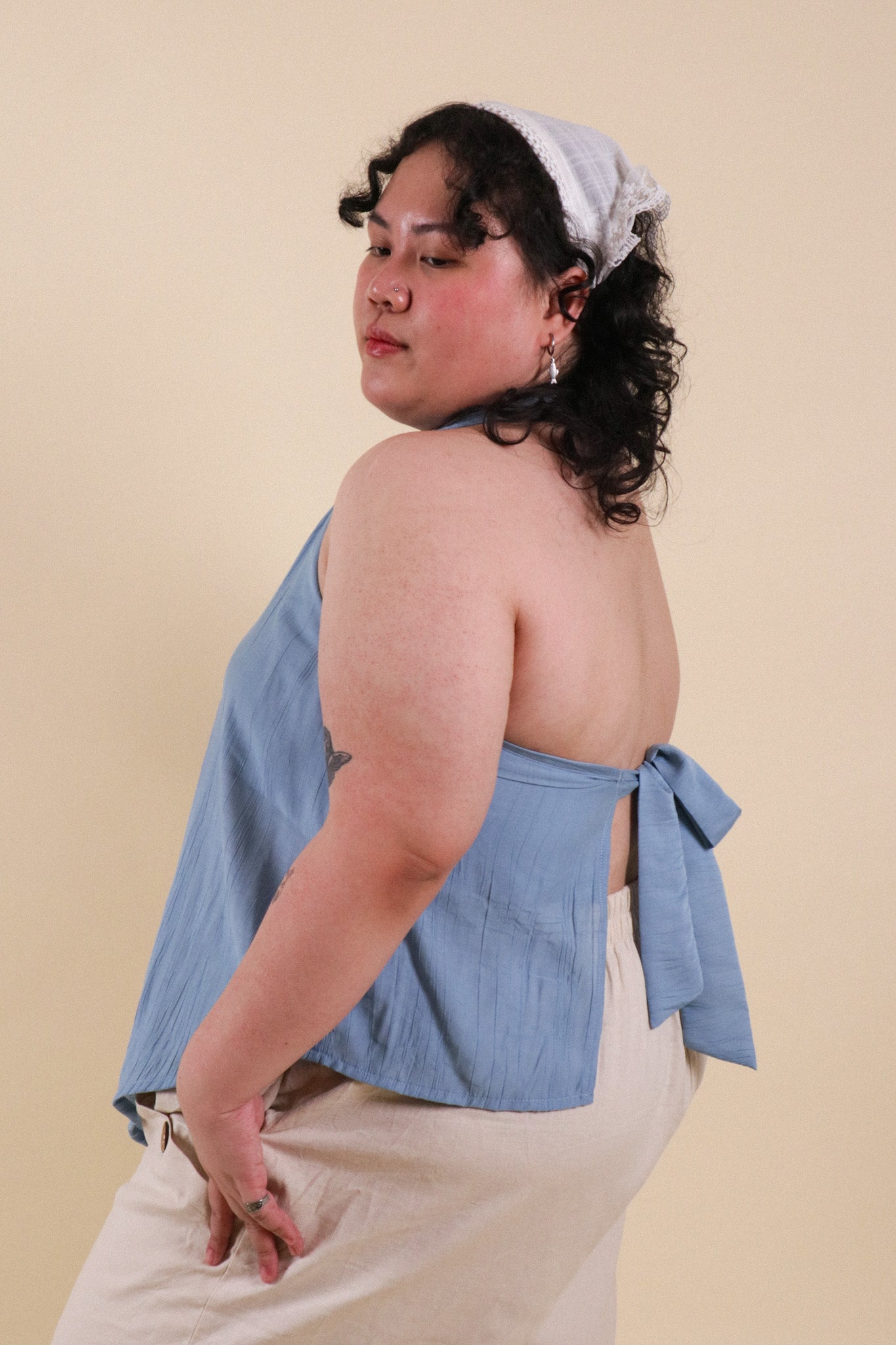 The All-Around Halter Top // Textured Blue