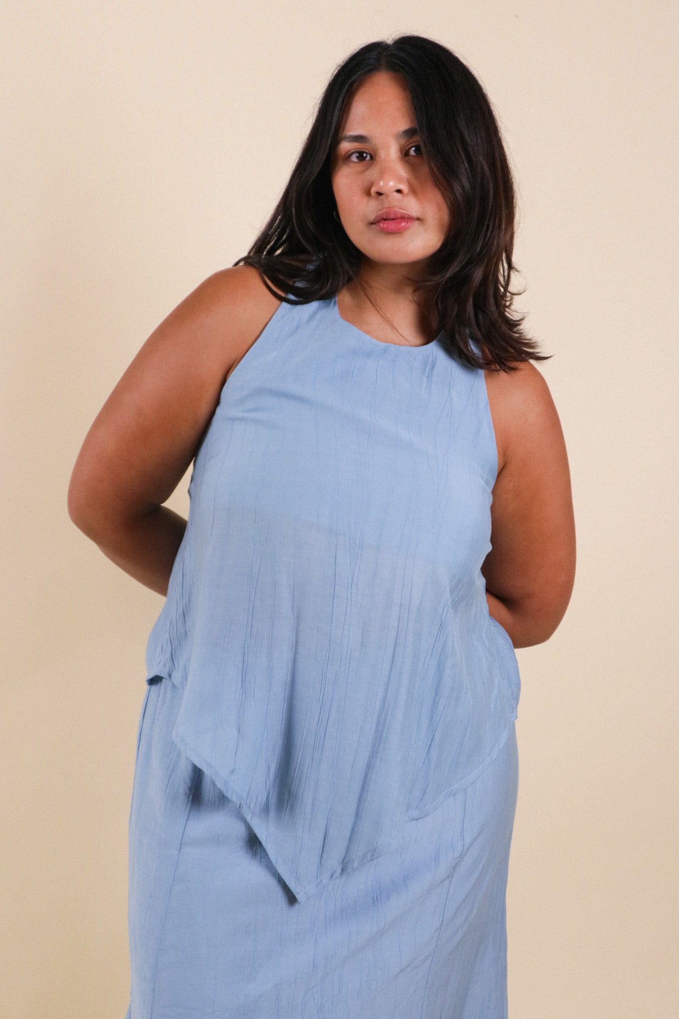 The All-Around Halter Top // Textured Blue