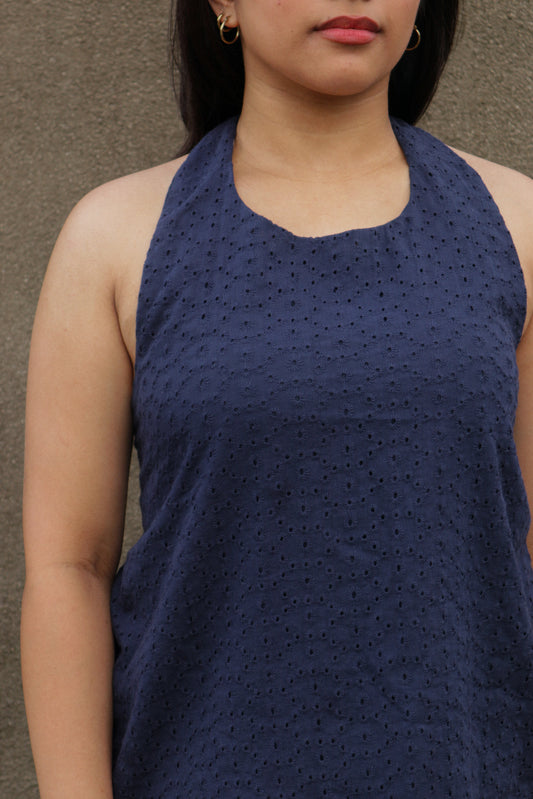 The All-Around Halter Top // Limited Navy Blue Eyelet