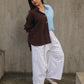 The Relaxed Button Down // Chocolate/Baby Blue