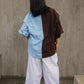The Relaxed Button Down // Chocolate/Baby Blue
