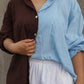 The Relaxed Button Down // Chocolate/Baby Blue