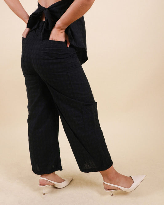 The Wide Leg Utility Pant // Black Eyelet (Limited)