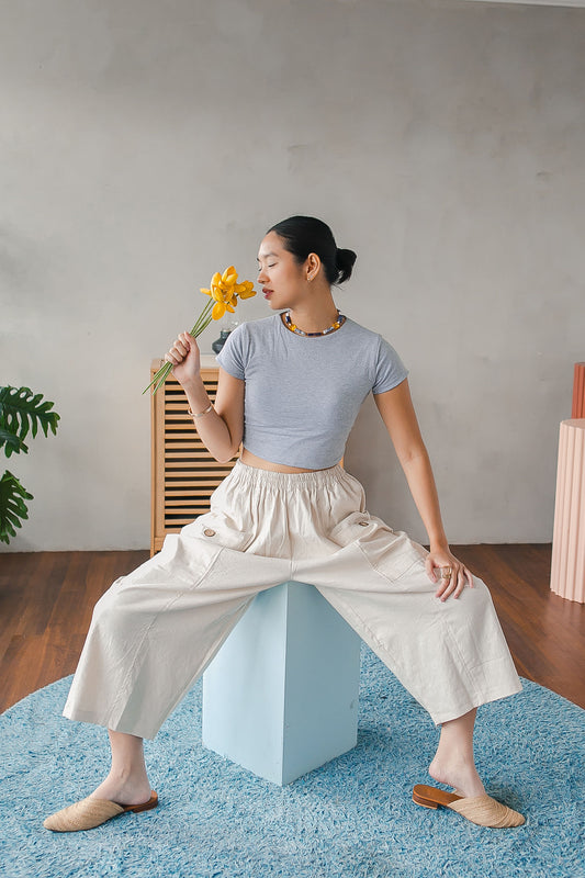 The Linen Barrel Pant // Oat