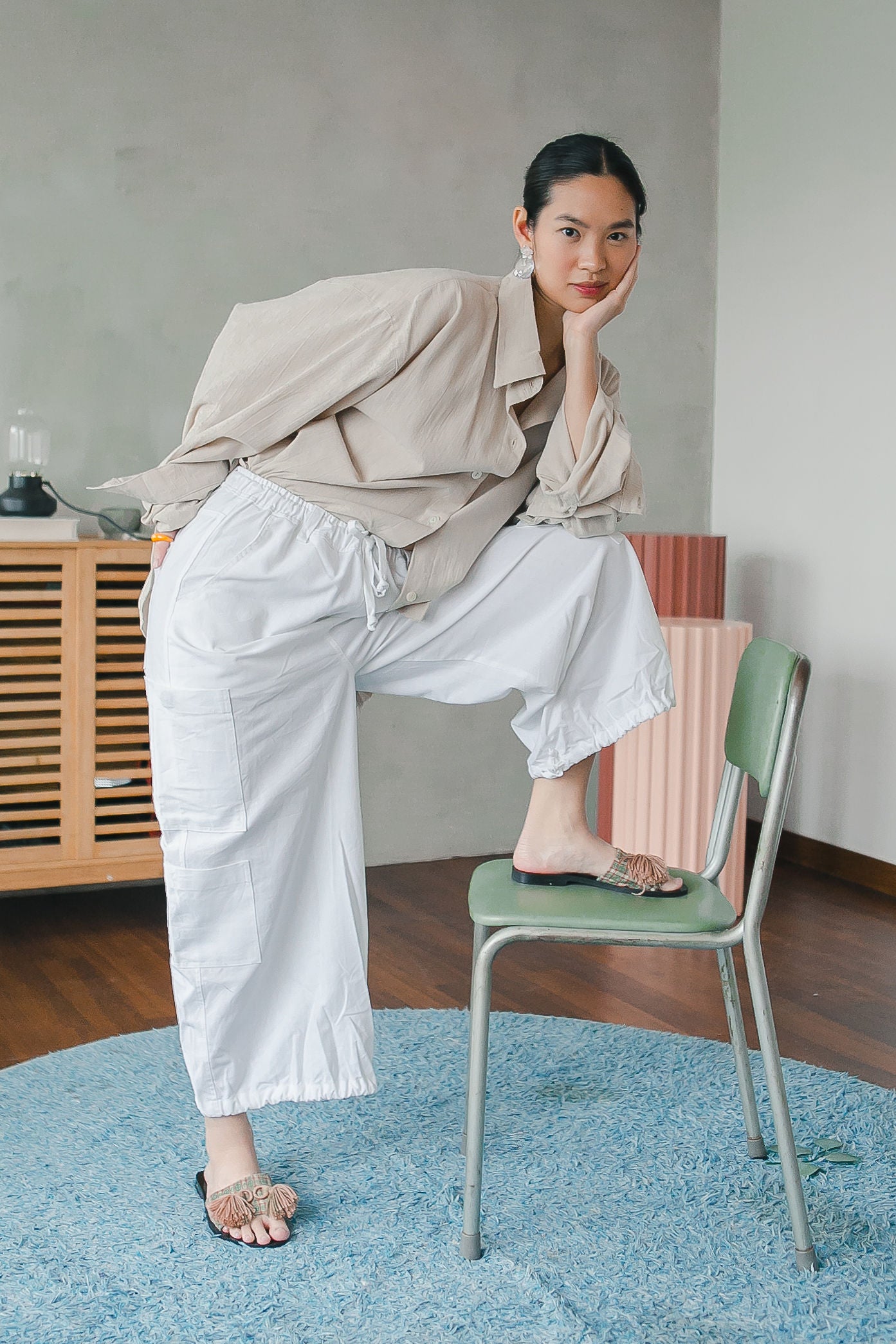 The Wide Leg Utility Pant // White